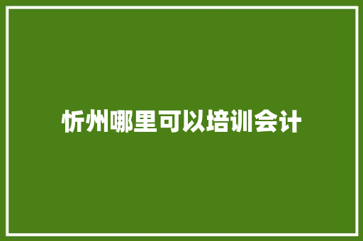 忻州哪里可以培训会计