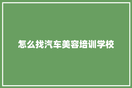 怎么找汽车美容培训学校