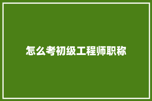 怎么考初级工程师职称