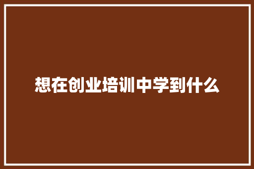 想在创业培训中学到什么 未命名