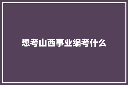 想考山西事业编考什么 未命名