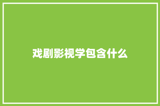 戏剧影视学包含什么 未命名