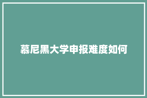 慕尼黑大学申报难度如何 未命名