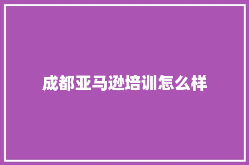 成都亚马逊培训怎么样 未命名