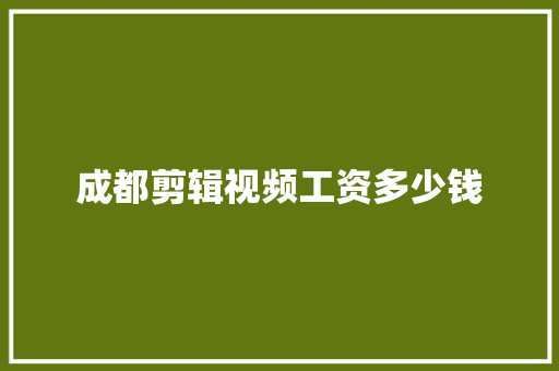 成都剪辑视频工资多少钱 未命名