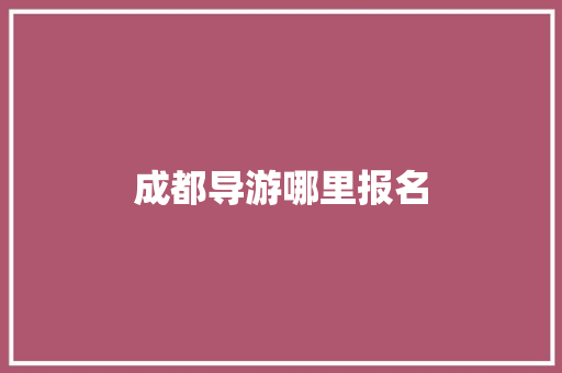 成都导游哪里报名