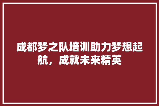 成都梦之队培训助力梦想起航，成就未来精英