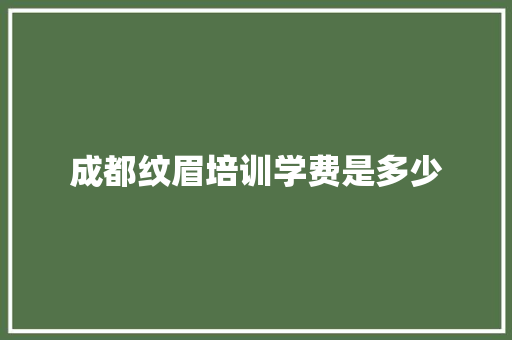 成都纹眉培训学费是多少 未命名