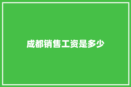 成都销售工资是多少 未命名