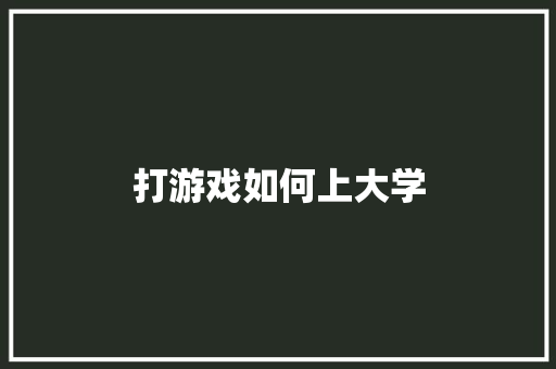 打游戏如何上大学 未命名