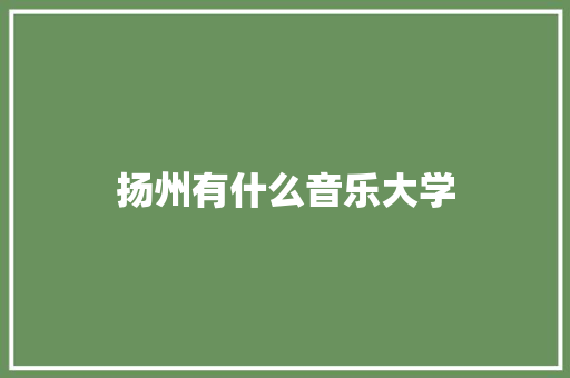 扬州有什么音乐大学