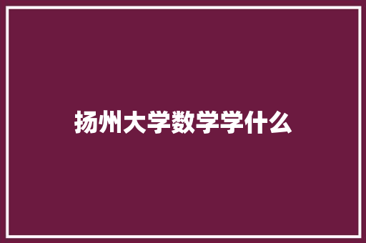 扬州大学数学学什么