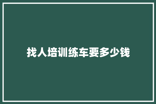 找人培训练车要多少钱 未命名