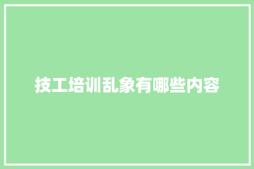 技工培训乱象有哪些内容