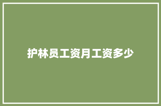 护林员工资月工资多少