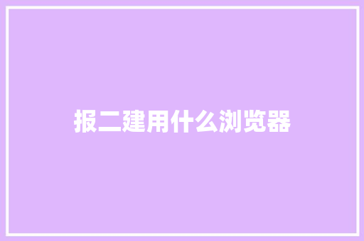 报二建用什么浏览器