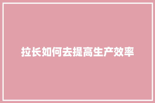 拉长如何去提高生产效率 未命名