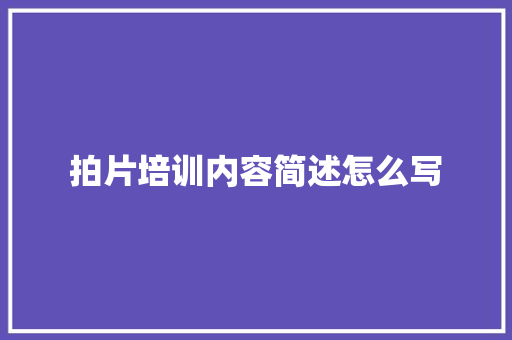 拍片培训内容简述怎么写