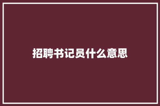 招聘书记员什么意思