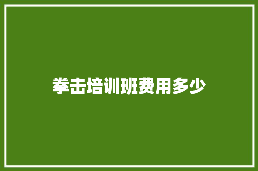 拳击培训班费用多少 未命名