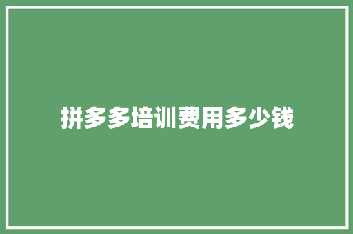 拼多多培训费用多少钱 未命名