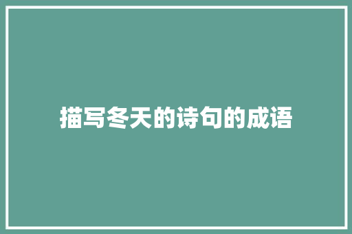 描写冬天的诗句的成语 未命名