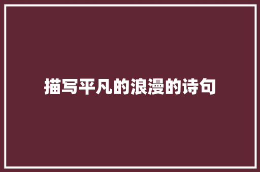 描写平凡的浪漫的诗句 未命名