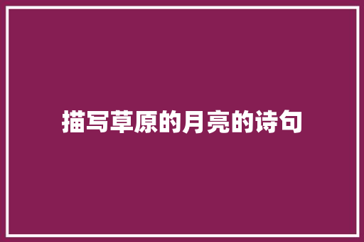 描写草原的月亮的诗句 未命名