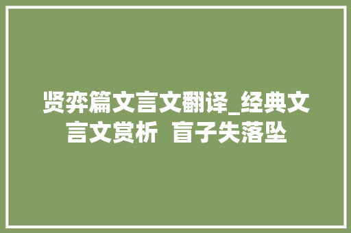 贤弈篇文言文翻译_经典文言文赏析  盲子失落坠