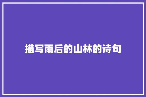 描写雨后的山林的诗句 未命名