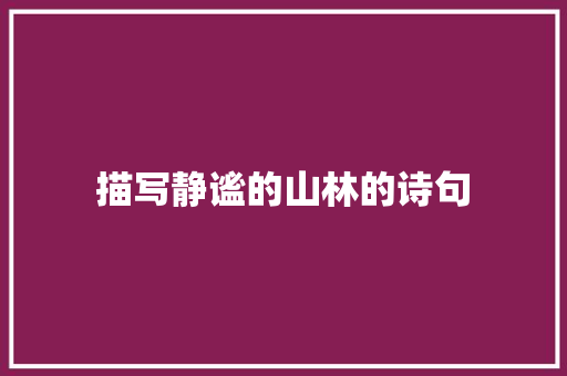 描写静谧的山林的诗句