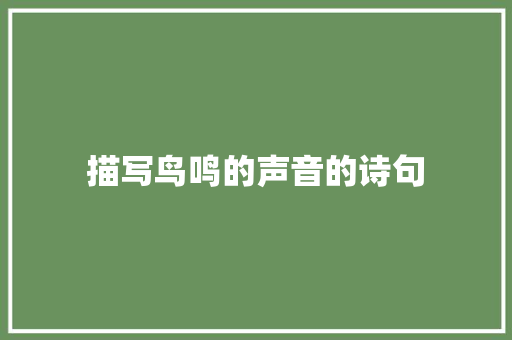 描写鸟鸣的声音的诗句 未命名