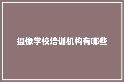 摄像学校培训机构有哪些 未命名