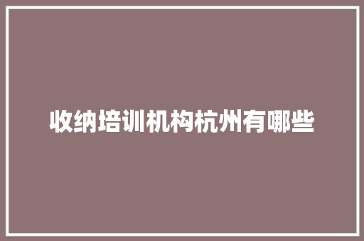 收纳培训机构杭州有哪些 未命名