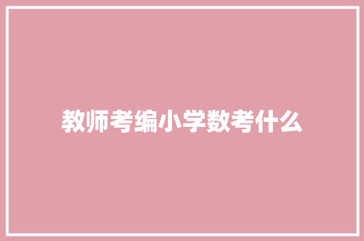 教师考编小学数考什么 未命名