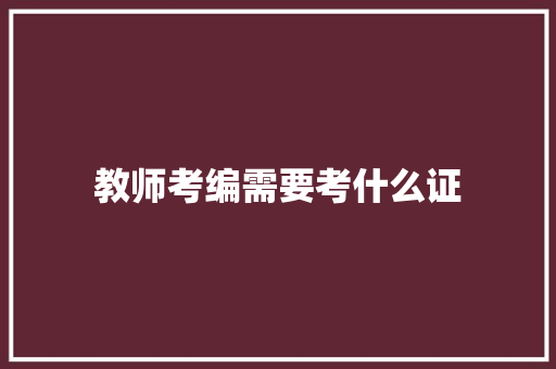 教师考编需要考什么证 未命名