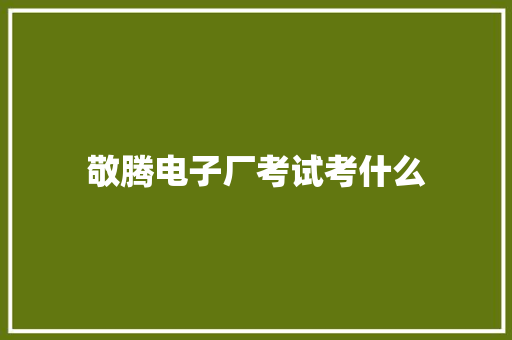 敬腾电子厂考试考什么 未命名