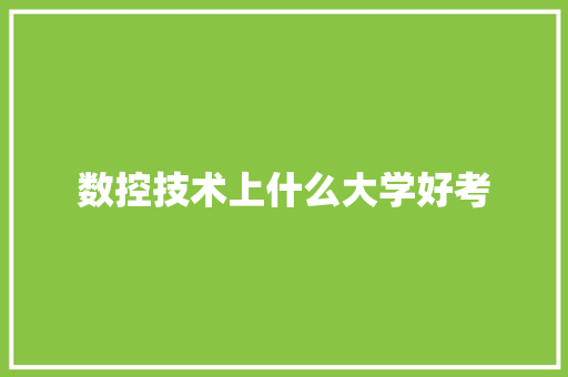 数控技术上什么大学好考