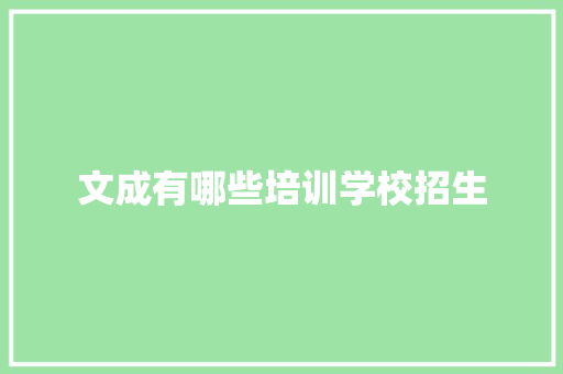 文成有哪些培训学校招生 未命名