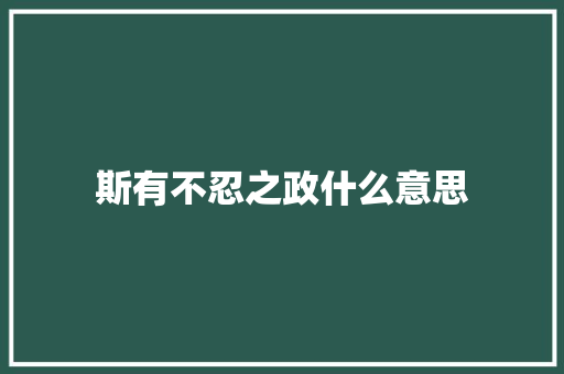 斯有不忍之政什么意思