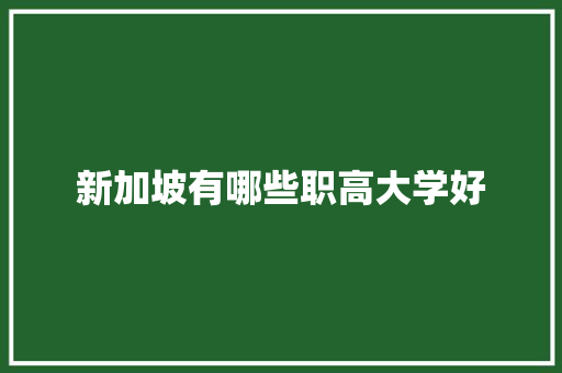 新加坡有哪些职高大学好