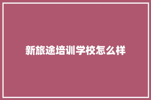 新旅途培训学校怎么样 未命名