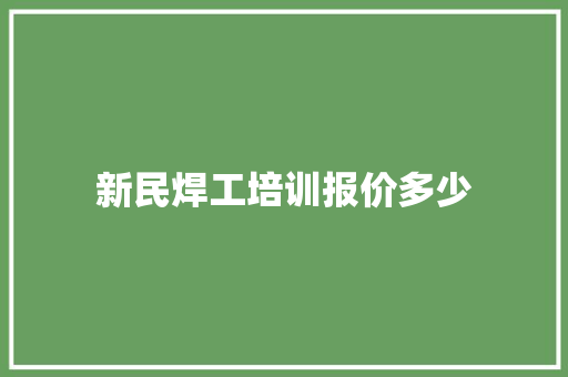 新民焊工培训报价多少 未命名