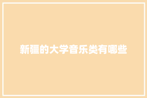 新疆的大学音乐类有哪些