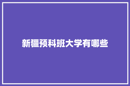 新疆预科班大学有哪些