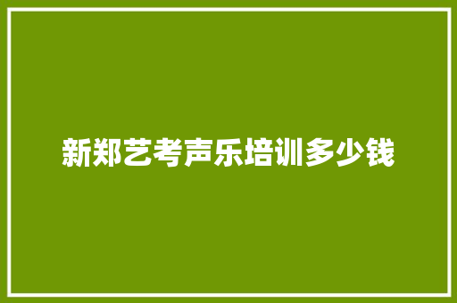 新郑艺考声乐培训多少钱