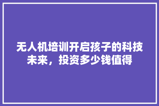 无人机培训开启孩子的科技未来，投资多少钱值得