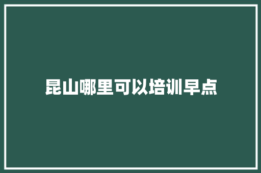 昆山哪里可以培训早点