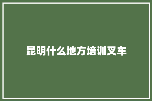 昆明什么地方培训叉车 未命名