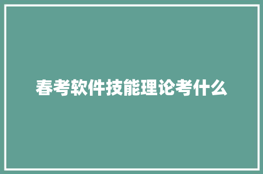 春考软件技能理论考什么 未命名